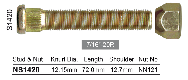 Long Stud & Nut NS1420 - Nice Products | Universal Auto Spares