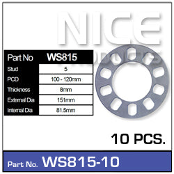 Wheel Spacer 10pcs (5 Pairs) WS815-10 - Nice Products | Universal Auto Spares