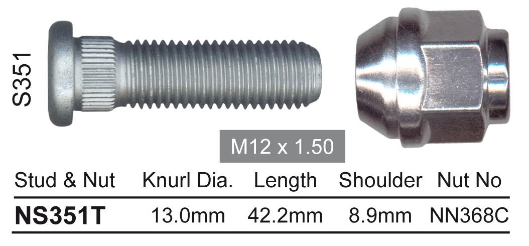 Stud & Nut NS351T - Nice Products | Universal Auto Spares