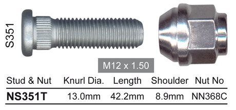 Stud & Nut NS351T - Nice Products | Universal Auto Spares