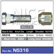 Stud & Nut NS316 - Nice Products | Universal Auto Spares