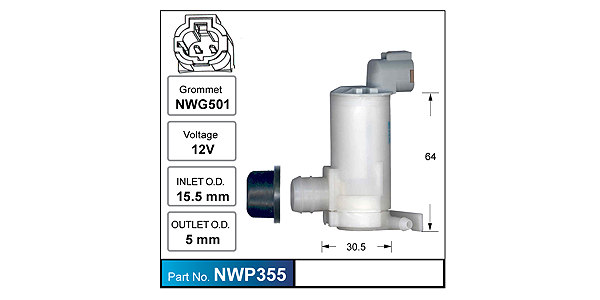 Washer Pump NWP355 - Nice Products | Universal Auto Spares