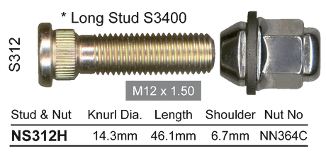 Stud & Nut NS312H - Nice Products | Universal Auto Spares
