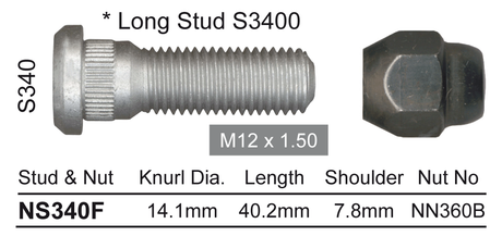 Stud & Nut NS340F - Nice Products | Universal Auto Spares