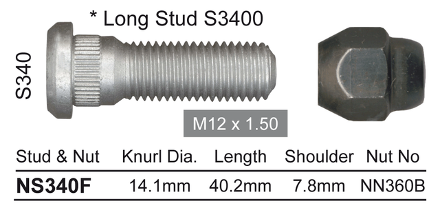 Stud & Nut NS340F - Nice Products | Universal Auto Spares