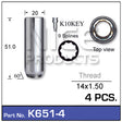 Lock Nuts 4+Key K651-4 - Nice Products | Universal Auto Spares
