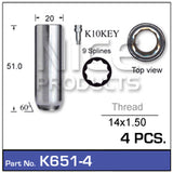 Lock Nuts 4+Key K651-4 - Nice Products | Universal Auto Spares