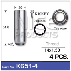 Lock Nuts 4+Key K651-4 - Nice Products | Universal Auto Spares