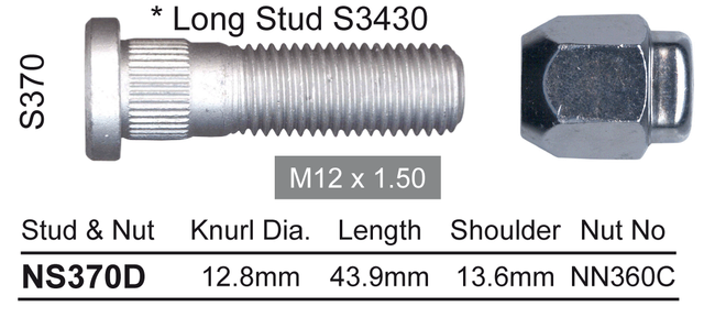 Stud & Nut NS370D - Nice Products | Universal Auto Spares