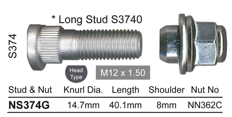Stud & Nut NS374G - Nice Products | Universal Auto Spares