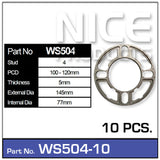 Wheel spacers 10pcs (5 Pairs) WS504-10 - Nice Products | Universal Auto Spares