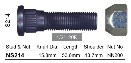 Stud & Nut NS214 - Nice Products | Universal Auto Spares