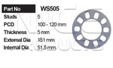 Wheel Spacers 10pcs (5 Pairs) WS505-10 - Nice Products | Universal Auto Spares