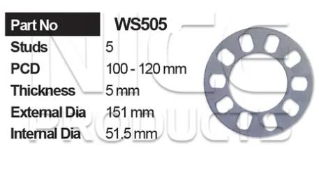 Wheel Spacers 10pcs (5 Pairs) WS505-10 - Nice Products | Universal Auto Spares