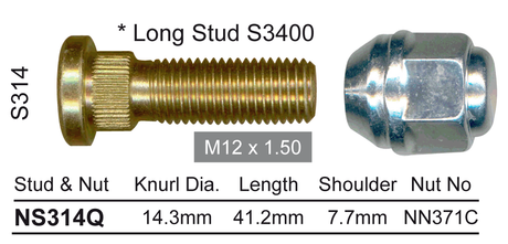 Stud & Nut NS314Q - Nice Products | Universal Auto Spares
