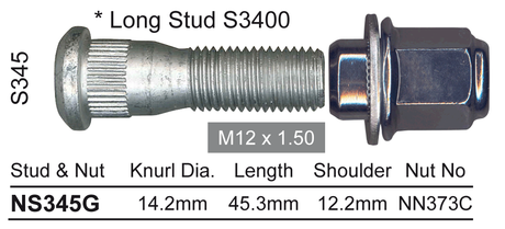 Stud & Nut NS345G - Nice Products | Universal Auto Spares