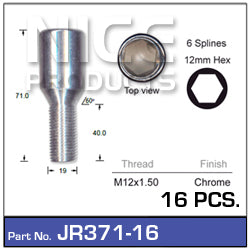 Chrome Wheel Bolts JR371-16 - Nice Products | Universal Auto Spares
