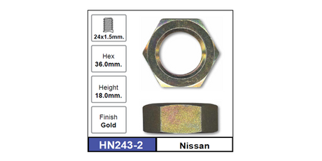 Hub Nuts Pair HN243-2 - Nice Products | Universal Auto Spares