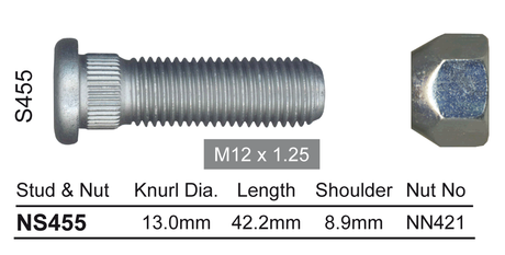 Stud & Nut NS455 - Nice Products | Universal Auto Spares
