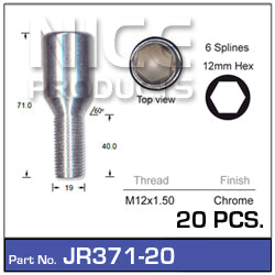 Chrome Wheel Bolts JR371-20 - Nice Products | Universal Auto Spares