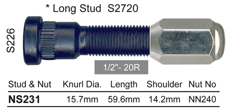Stud & Nut NS231 - Nice Products | Universal Auto Spares