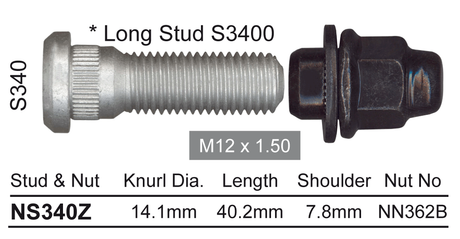 Stud & Nut NS340Z - Nice Products | Universal Auto Spares