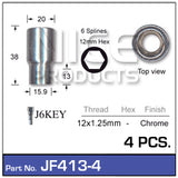 Chrome Nuts (set of 4 + Key) JF413-4 - Nice Products | Universal Auto Spares