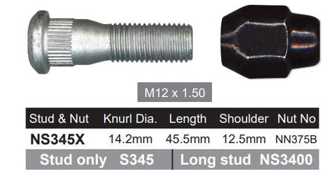 Stud & Nut NS345X - Nice Products | Universal Auto Spares