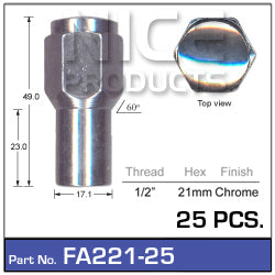 Chrome Nuts pk25 FA221-25 - Nice Products | Universal Auto Spares