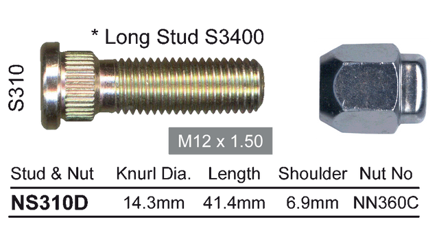 Stud & Nut NS310D - Nice Products | Universal Auto Spares