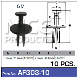 Fasteners Pkt 10 AF303-10 - Nice Products | Universal Auto Spares