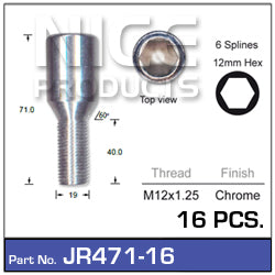 Chrome Wheel Bolts JR471-16 - Nice Products | Universal Auto Spares