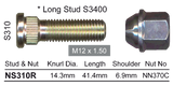 Stud & Nut NS310R - Nice Products | Universal Auto Spares