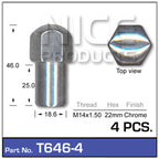 Chrome Nuts T646-4 - Nice Products | Universal Auto Spares