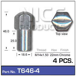 Chrome Nuts T646-4 - Nice Products | Universal Auto Spares