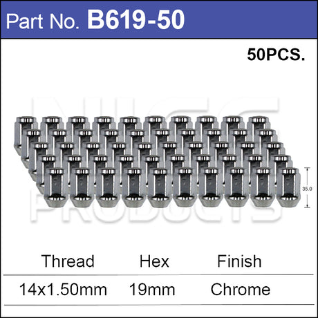 Wheel Nut pk50 B619-50 - Nice Products | Universal Auto Spares