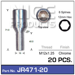 Chrome Wheel Bolts JR471-20 - Nice Products | Universal Auto Spares