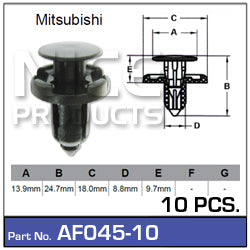 Fasteners Pkt 10 AF045-10 - Nice Products | Universal Auto Spares