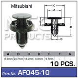 Fasteners Pkt 10 AF045-10 - Nice Products | Universal Auto Spares