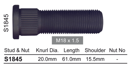 Wheel Stud S1845 - Nice Products | Universal Auto Spares