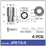 Chrome Nuts (set of 4 + Key) JF613-4 - Nice Products | Universal Auto Spares
