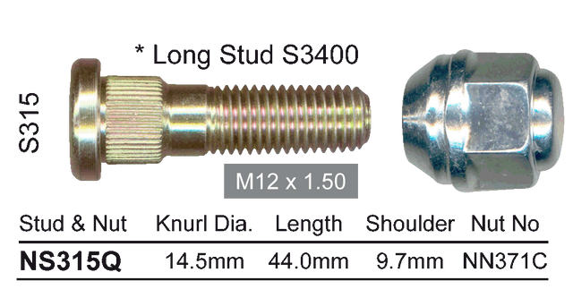 Stud & Nut NS315Q - Nice Products | Universal Auto Spares