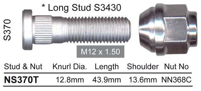 Stud & Nut NS370T - Nice Products | Universal Auto Spares