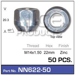 Wheel Nut pk 50 NN622-50 - Nice Products | Universal Auto Spares