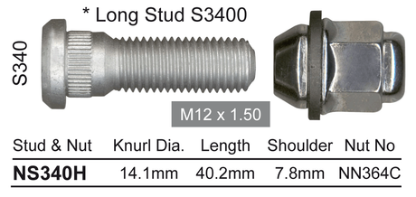 Stud & Nut NS340H - Nice Products | Universal Auto Spares