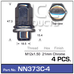 Wheel Nut NN373C-4 - Nice Products | Universal Auto Spares