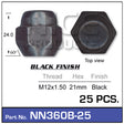 Wheel Nuts BLACK pk 25 NN360B-25 - Nice Products | Universal Auto Spares