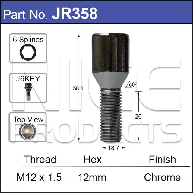 Chrome Nut JR358 - Nice Products | Universal Auto Spares