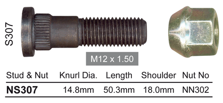 Stud & Nut NS307 - Nice Products | Universal Auto Spares