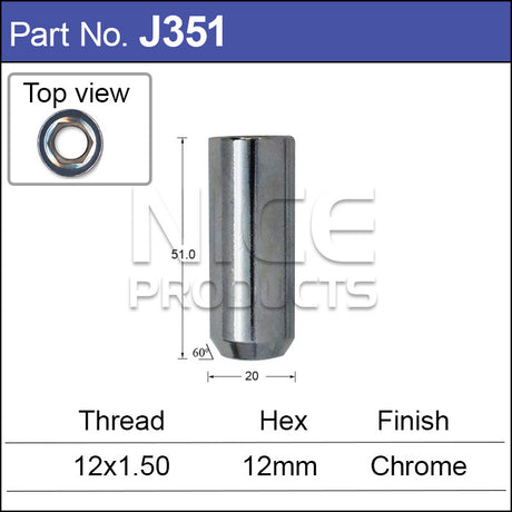 Chrome Nut J351 - Nice Products | Universal Auto Spares